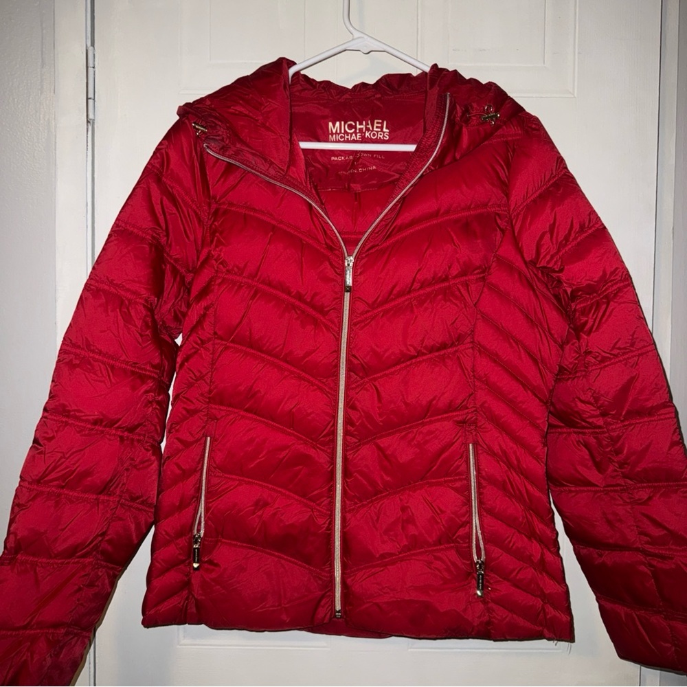 Michael Kors Cherry Red Puffer Jacket